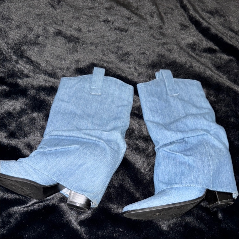 Fashion Nova Light Blue Heeled Boots